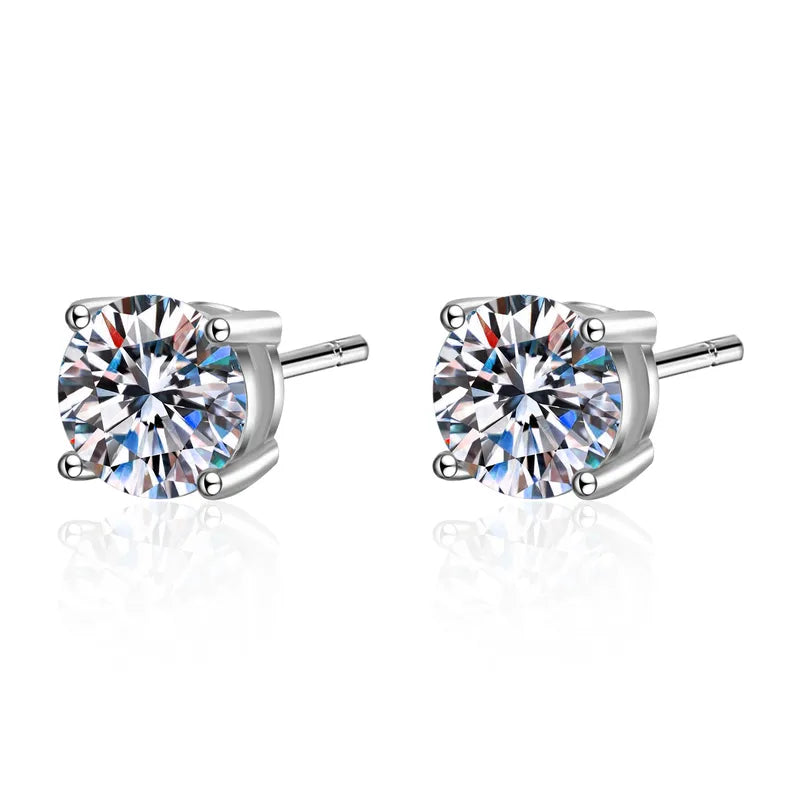 6.5mm Four Prong Moissanite Studs in Sterling Silver