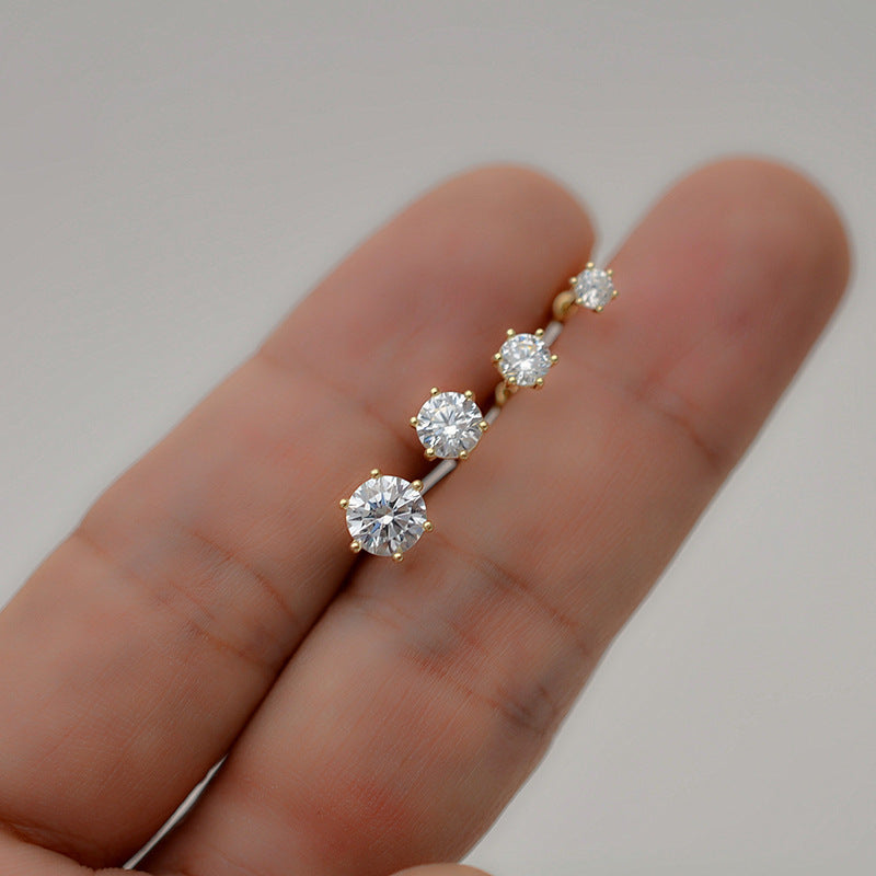 10k Solid Gold Little CZ Screw Ball Stud (1pc single)