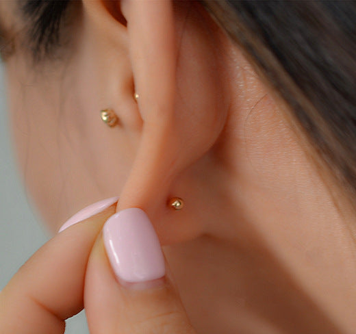 10k Solid Gold Little CZ Screw Ball Stud (1pc single)