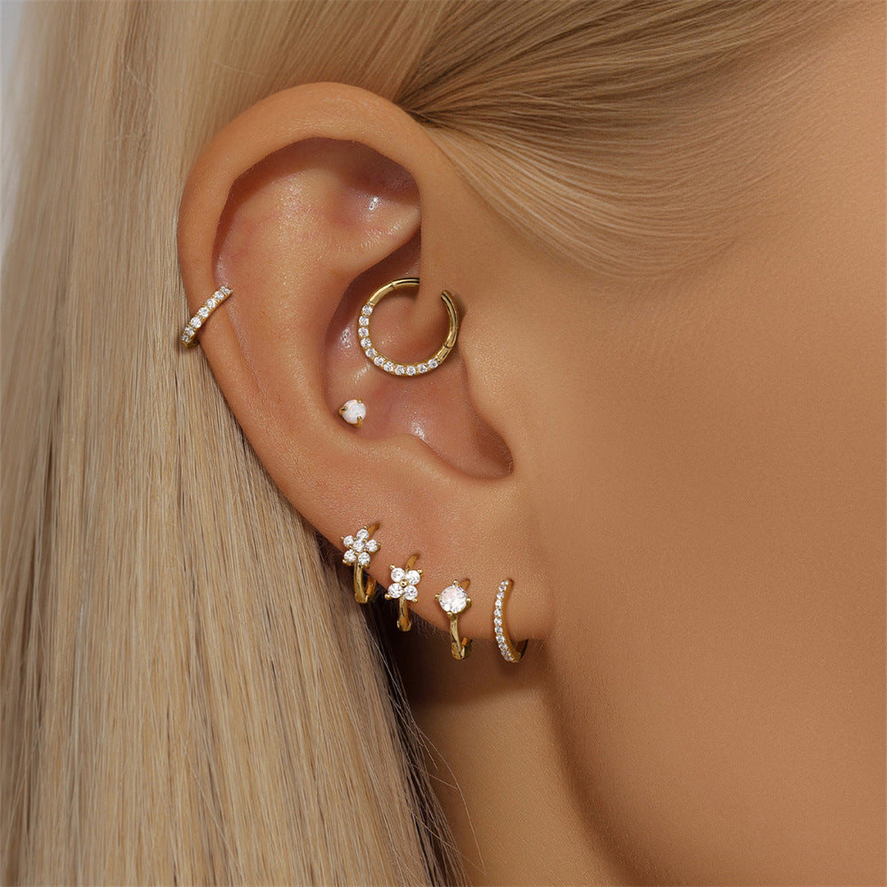 14k Solid Gold Round Opal Flatback Stud (1pc single)