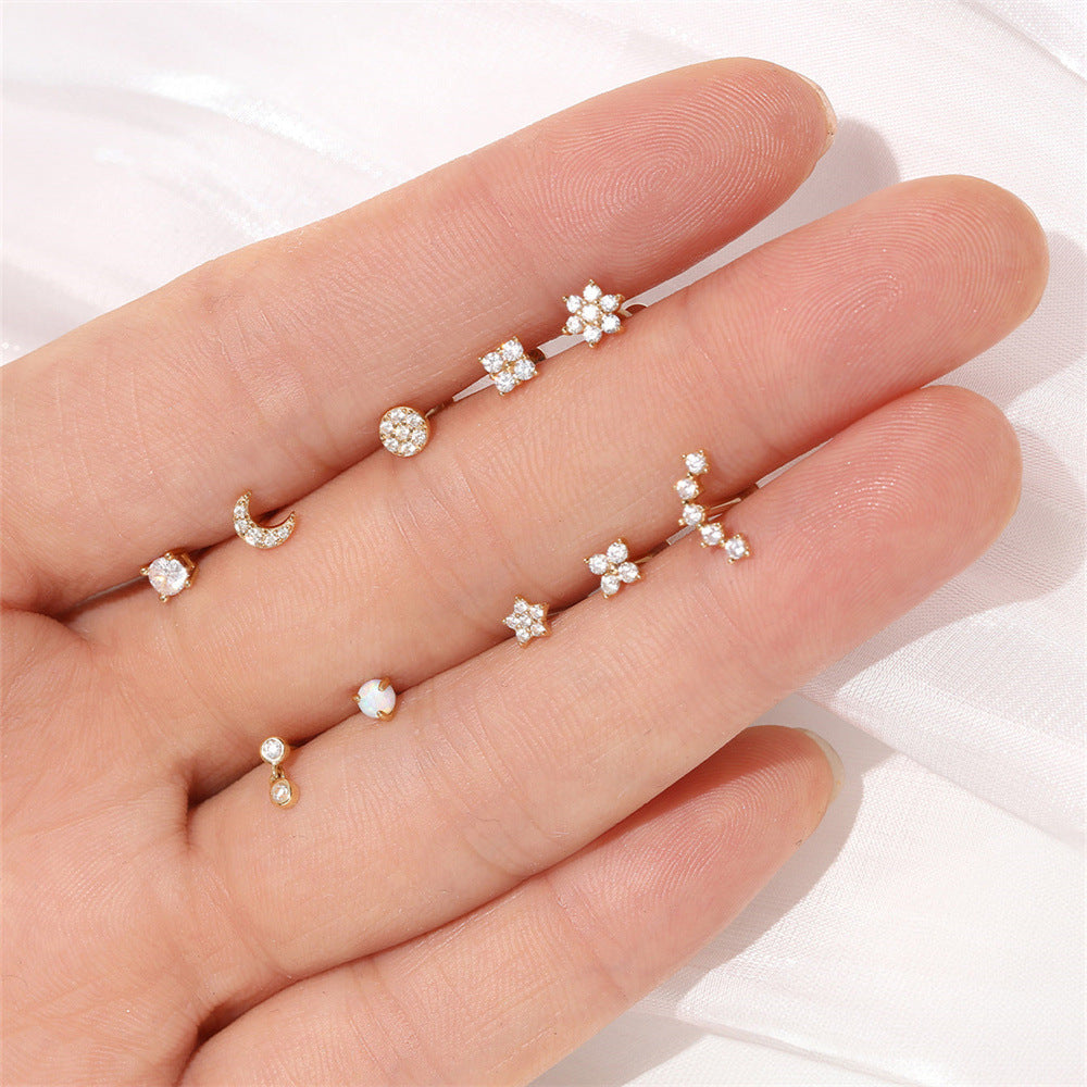14k Solid Gold Round Opal Flatback Stud (1pc single)