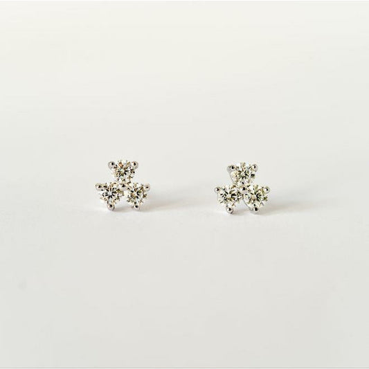 Moissanite Clover Studs in Sterling Silver