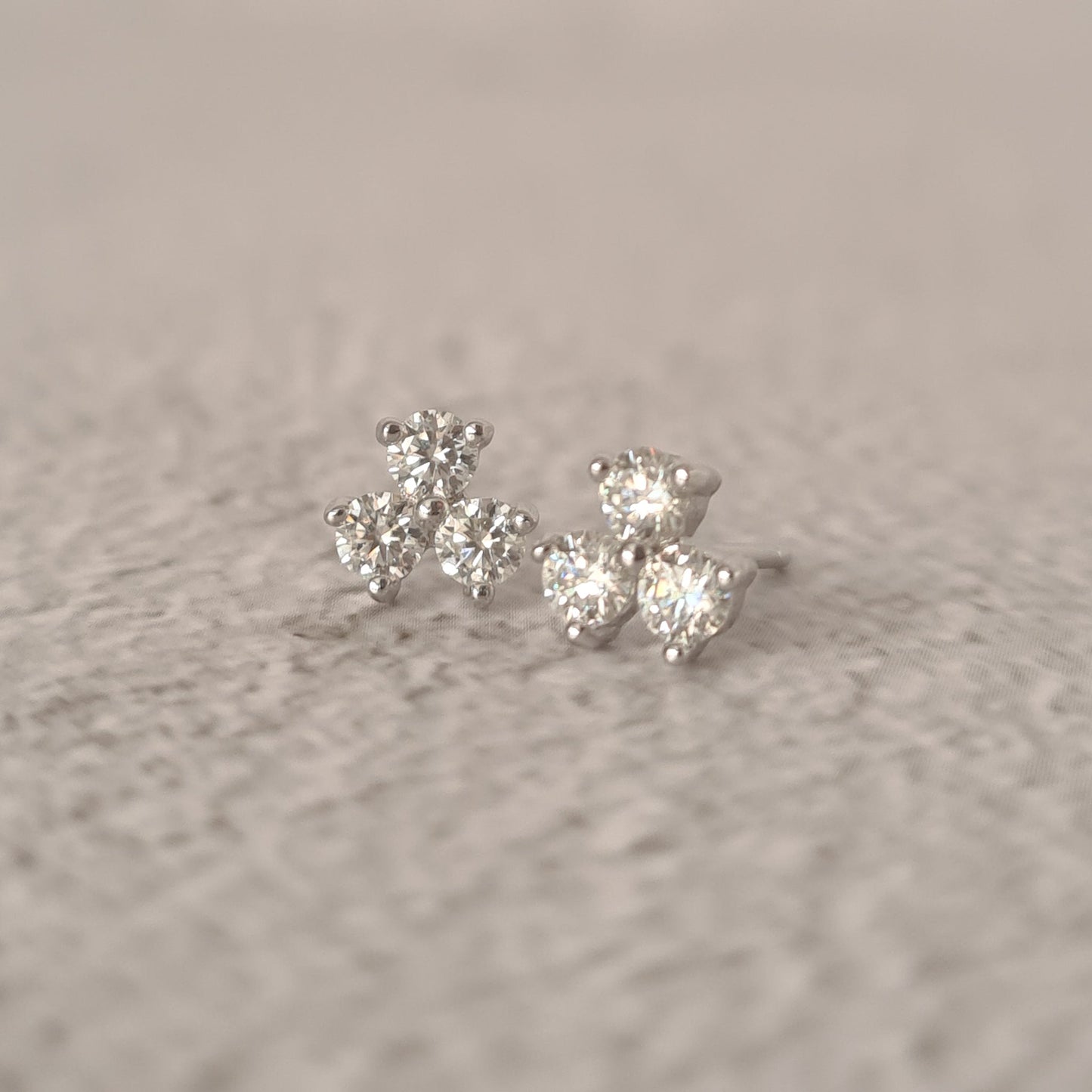 Moissanite Clover Studs in Sterling Silver
