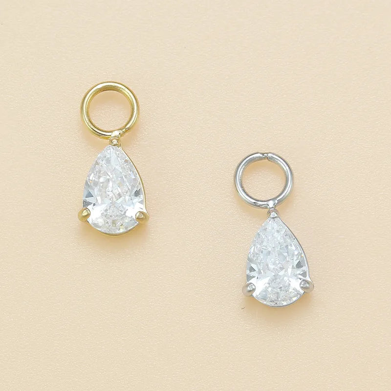 Pear | Stainless Steel CZ Earring Charms