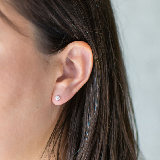 4mm Moissanite Studs in Sterling Silver
