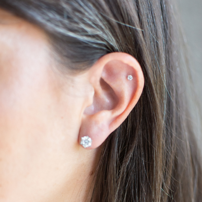 6.5mm Six Prong Moissanite Studs