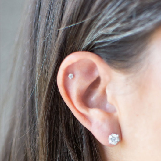 3mm Moissanite Studs in Sterling Silver