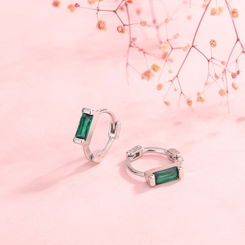 8mm Colour Baguette | Huggie in Sterling Silver (1pc single)