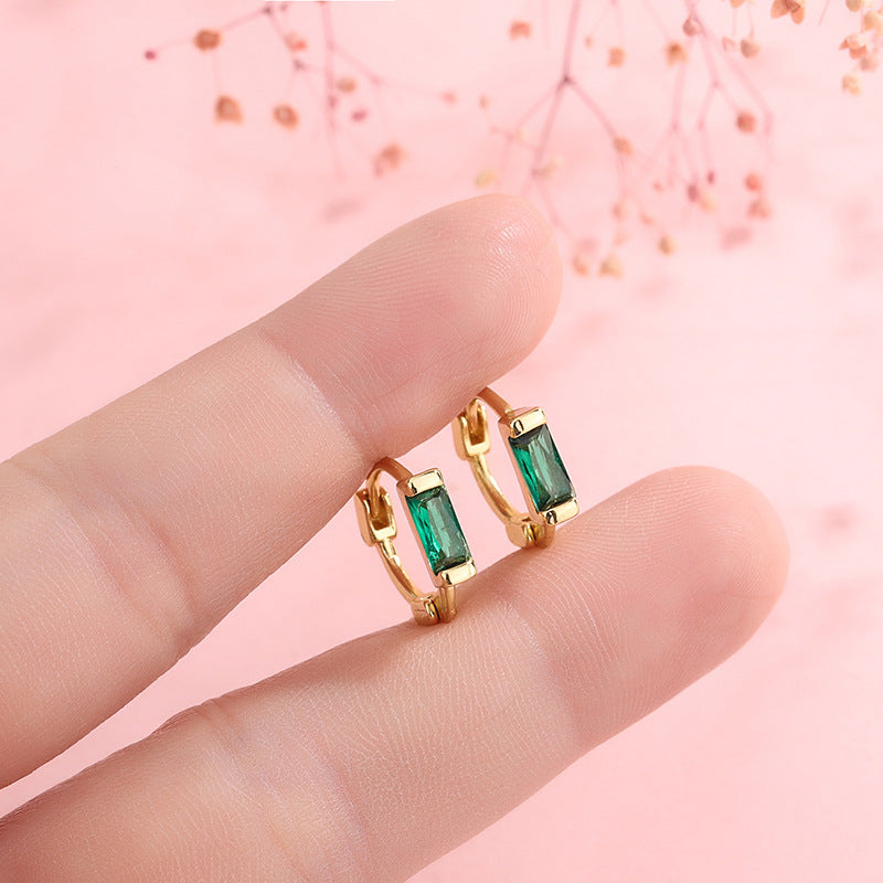 8mm Colour Baguette | Huggie in Sterling Silver (1pc single)