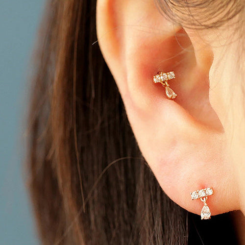 Petite Dangle Screw Ball Stud in Sterling Silver (1pc single)