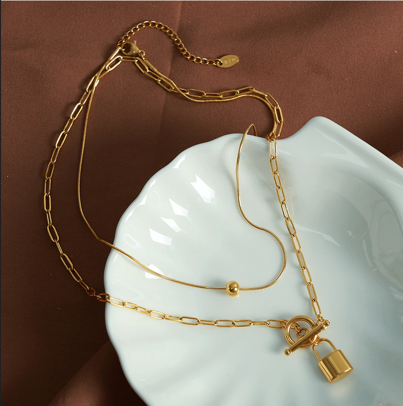 Lock and Paperclip Necklace Combo