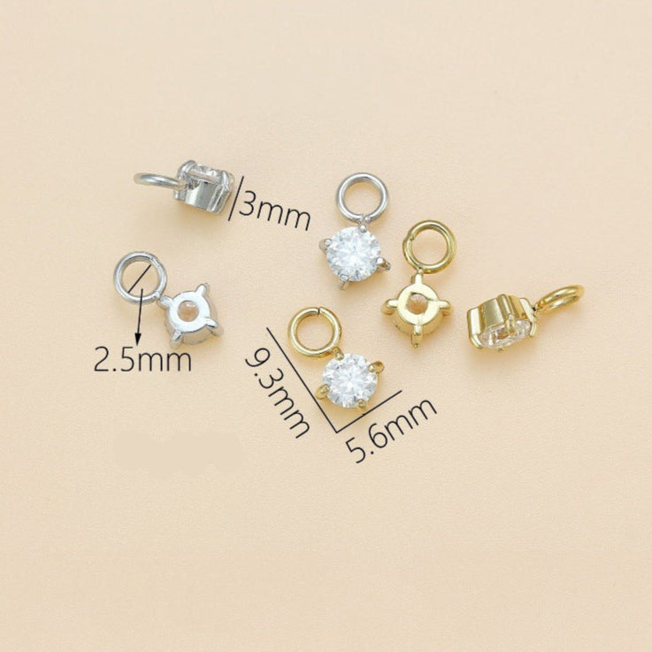 Round | Stainless Steel CZ Earring Charms