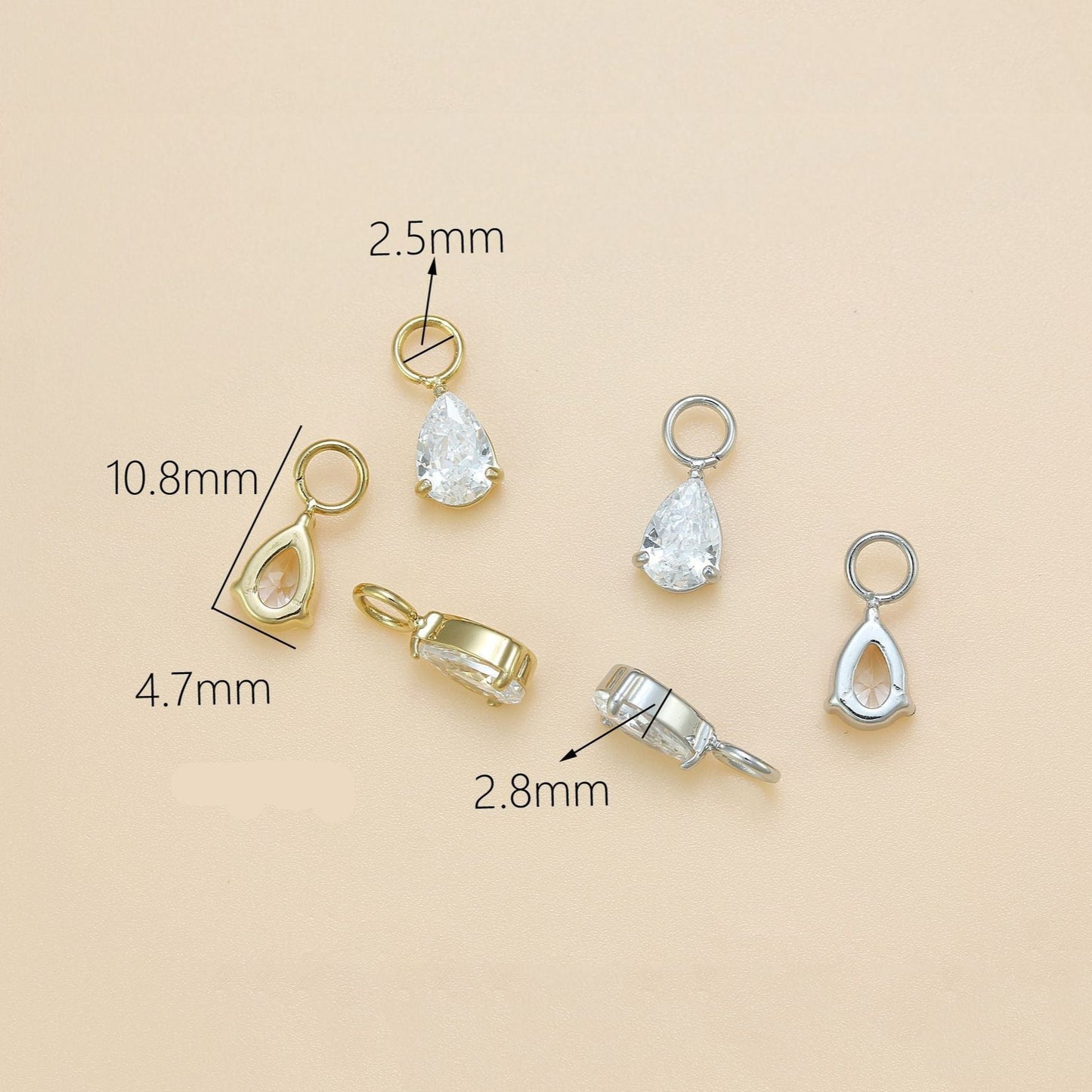 Pear | Stainless Steel CZ Earring Charms