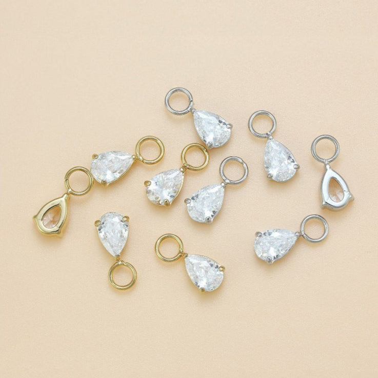 Pear | Stainless Steel CZ Earring Charms