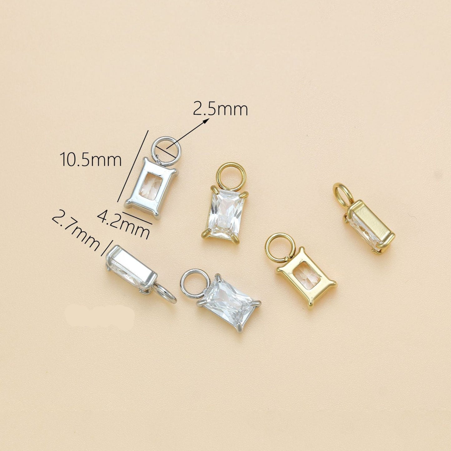 Rectangle | Stainless Steel CZ Earring Charms