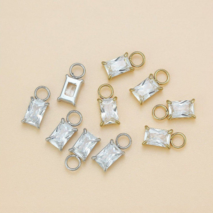 Rectangle | Stainless Steel CZ Earring Charms