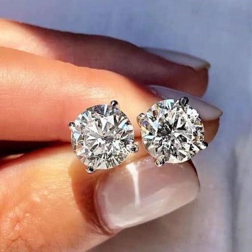 6.5mm Four Prong Moissanite Studs in Sterling Silver