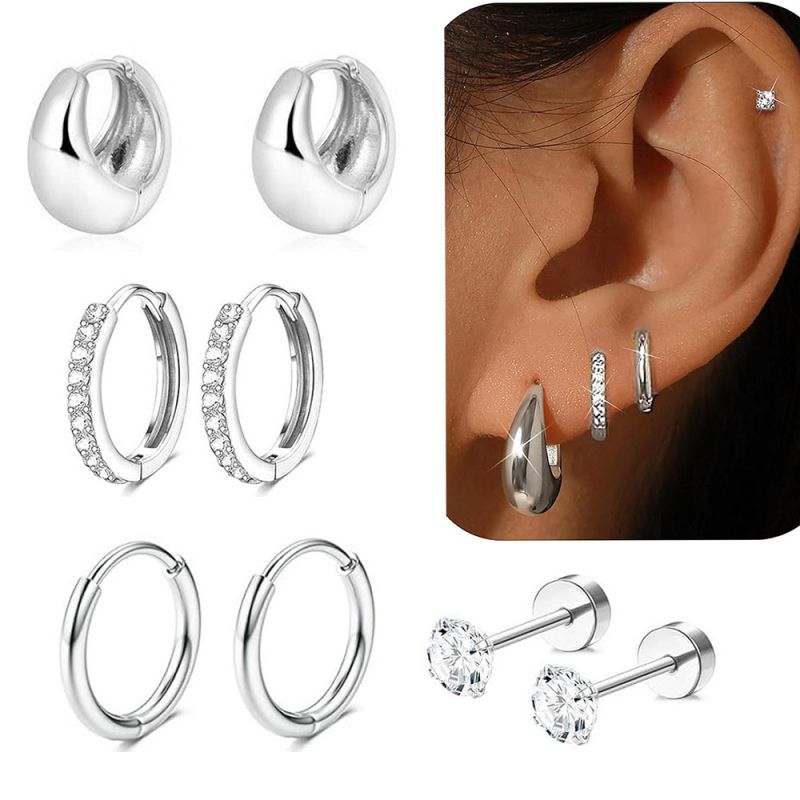 Waterproof Silver April Earring Set