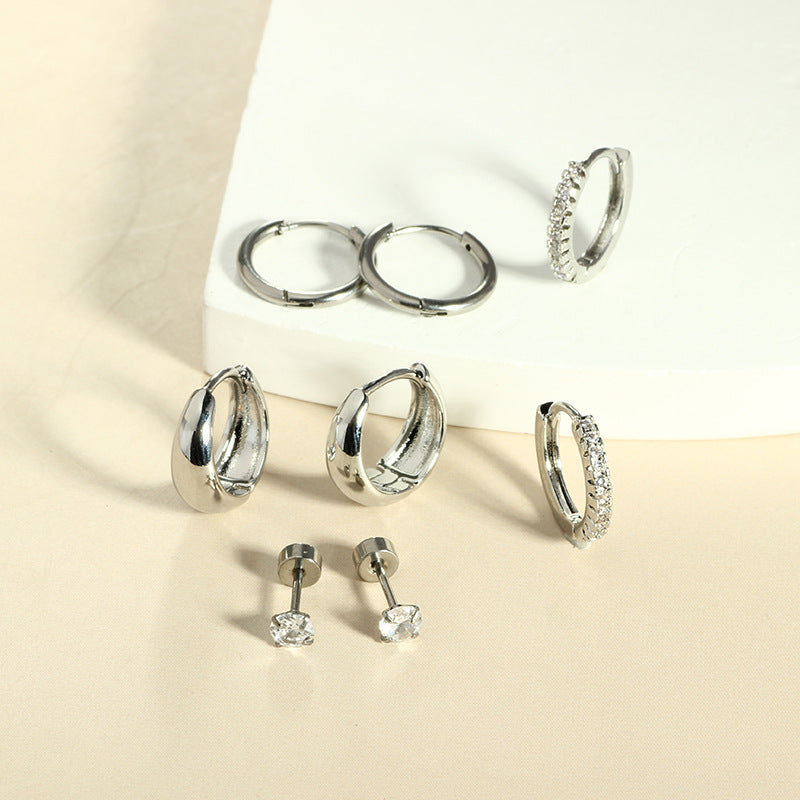 Waterproof Silver April Earring Set