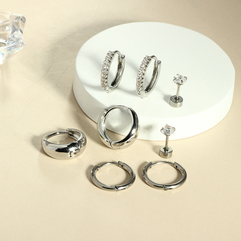 Waterproof Silver April Earring Set