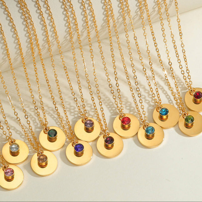 Birthstone Engraved Necklace
