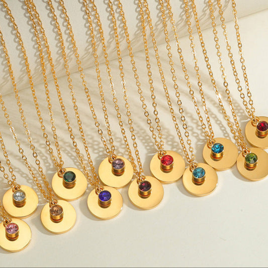 Birthstone Engraved Necklace