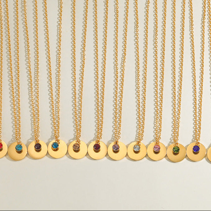 Birthstone Engraved Necklace