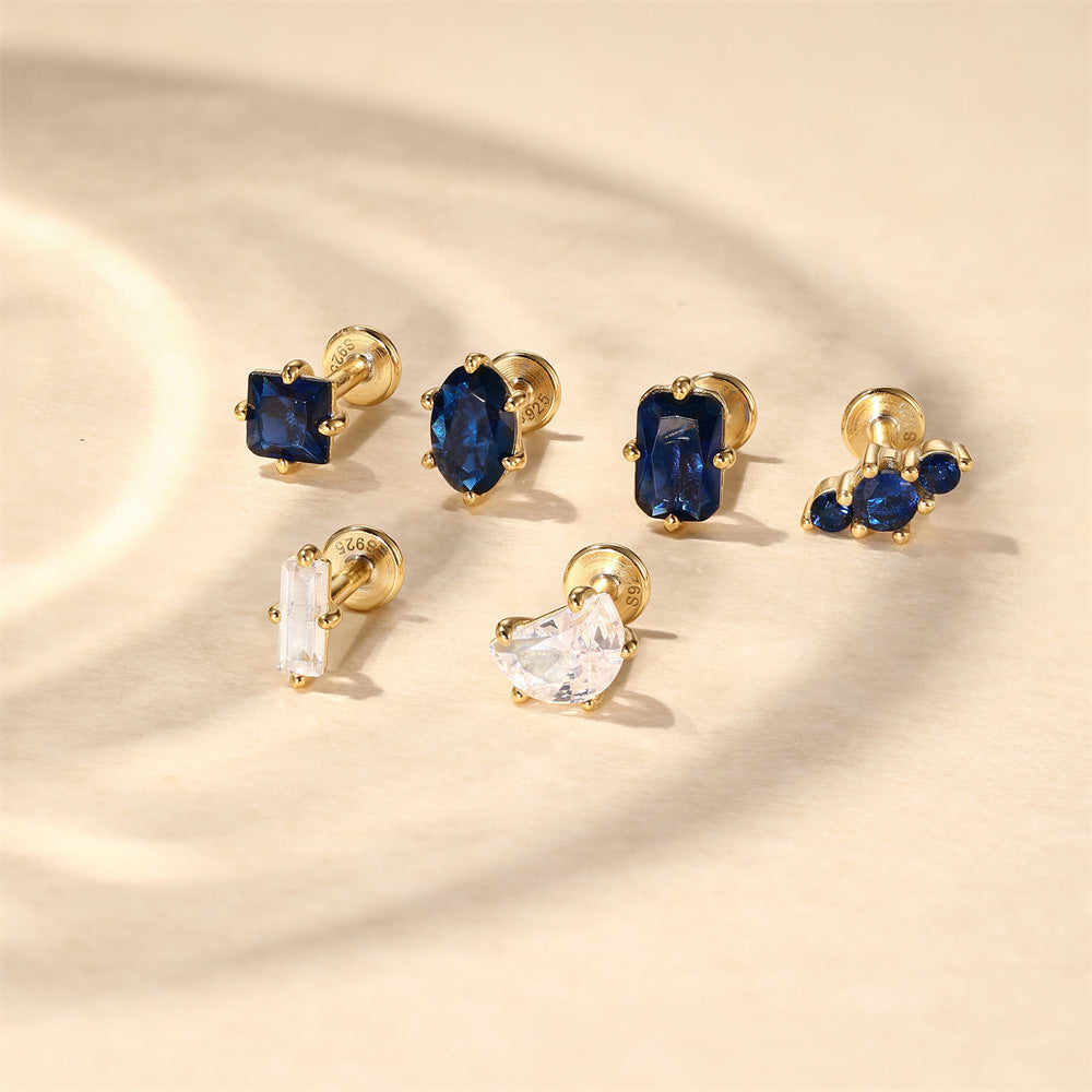 Half Moon | Sterling Silver Flat Back Stud