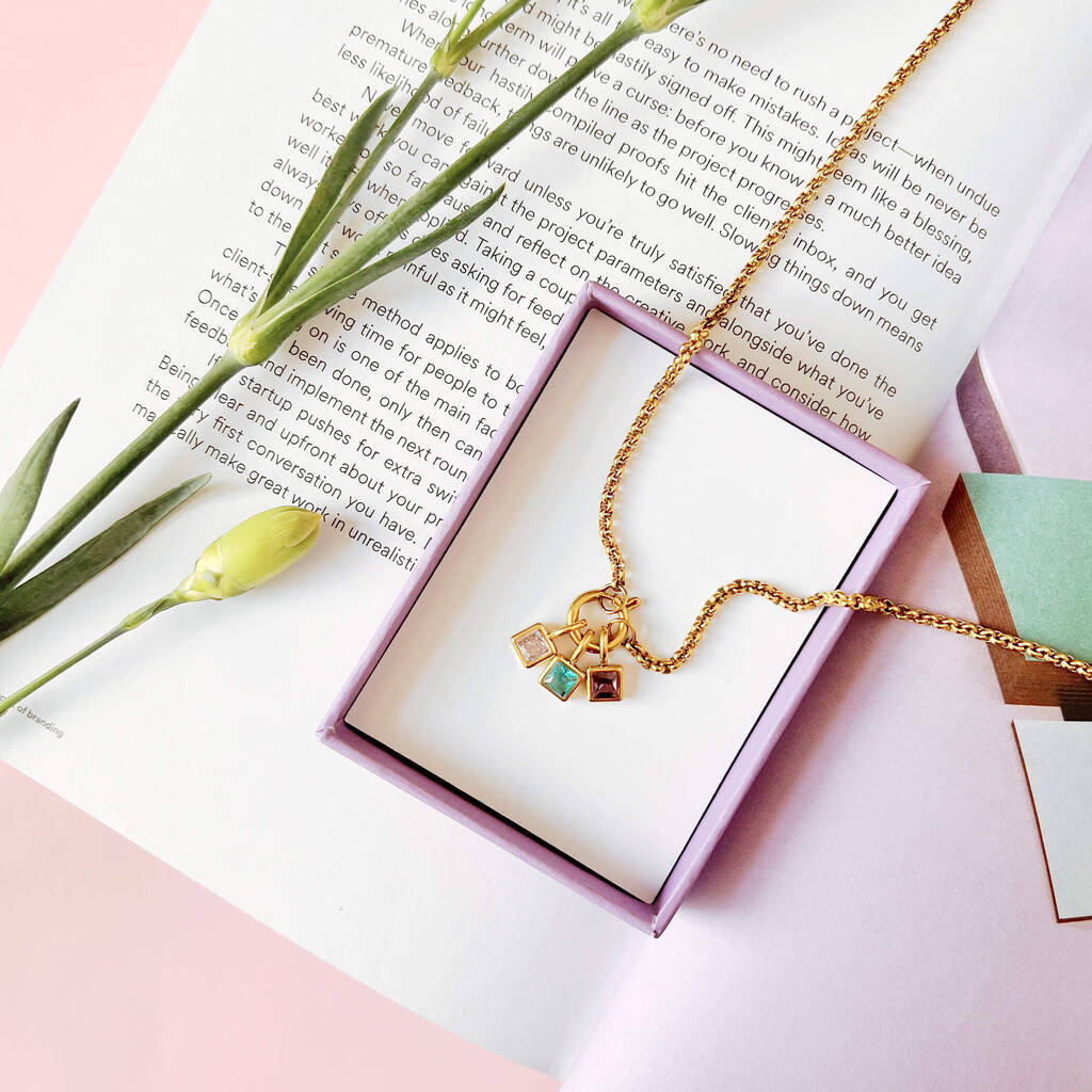 Gold Birthstone Necklace Charms