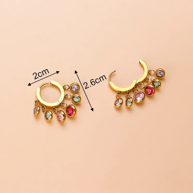 Colourful Gem Hoop Earrings