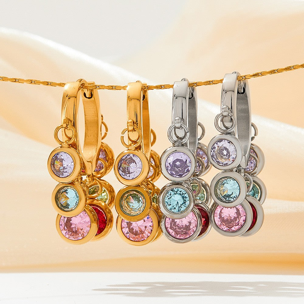 Colourful Gem Hoop Earrings