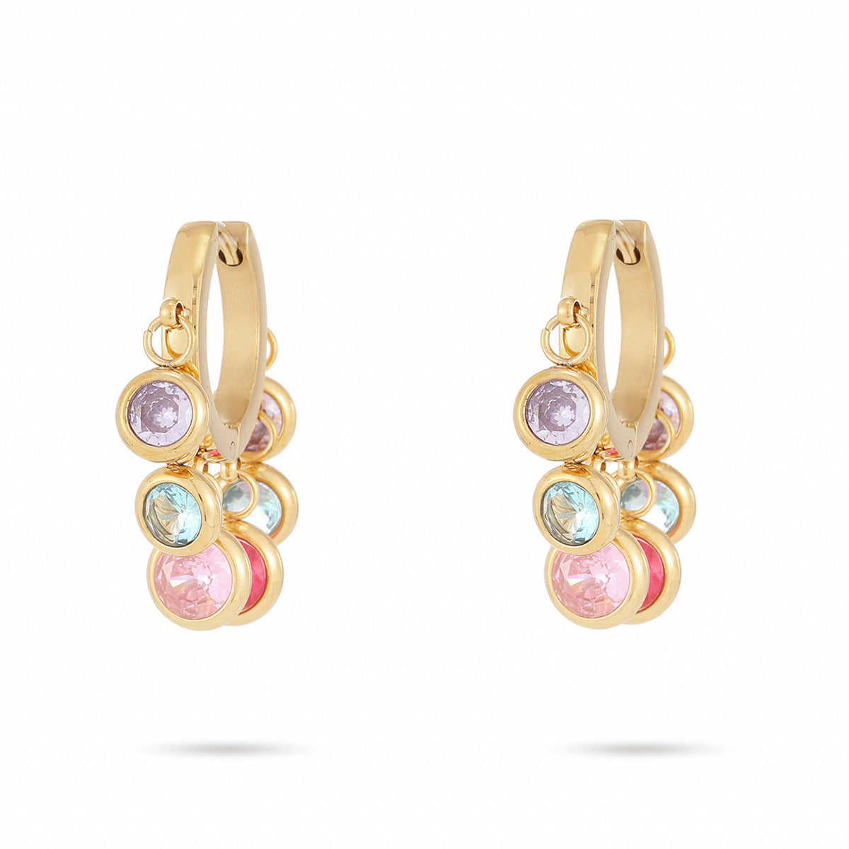 Colourful Gem Hoop Earrings