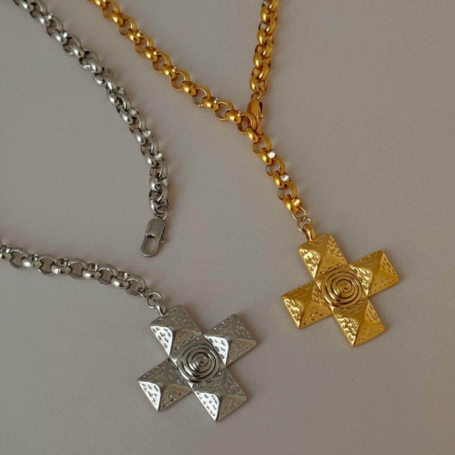 Cross Long Rolo Necklace