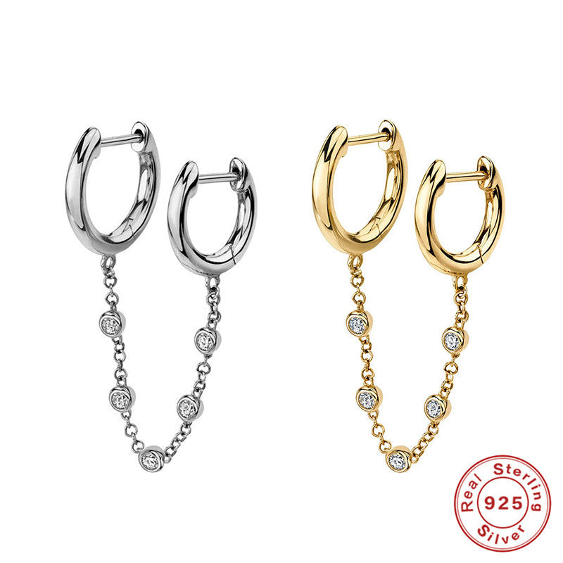 Double Huggie in Sterling Silver