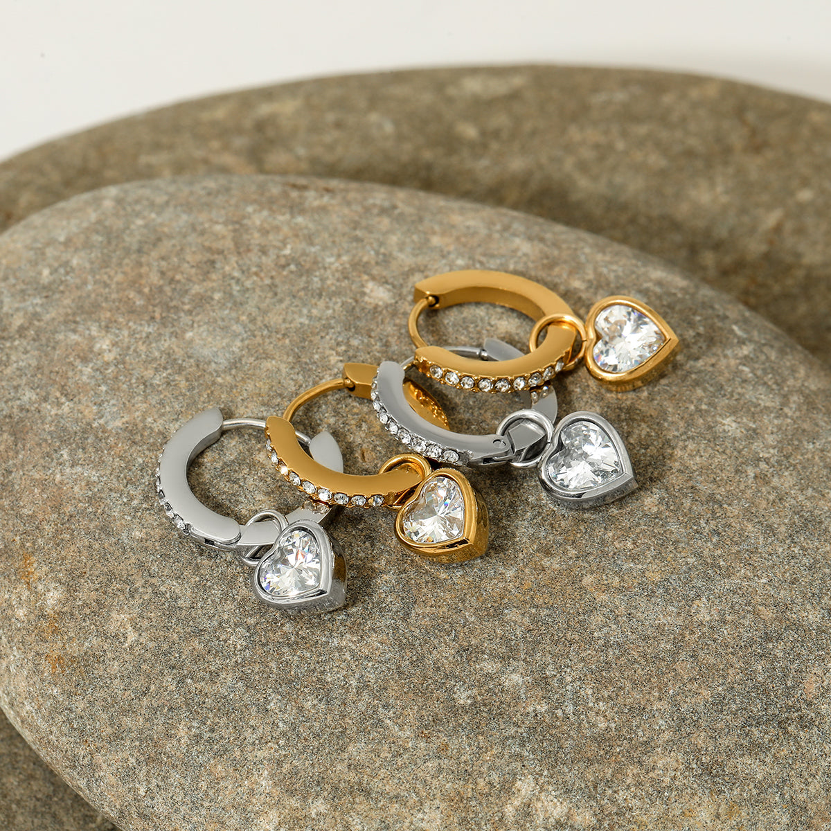 Gem Heart Hoop Earrings