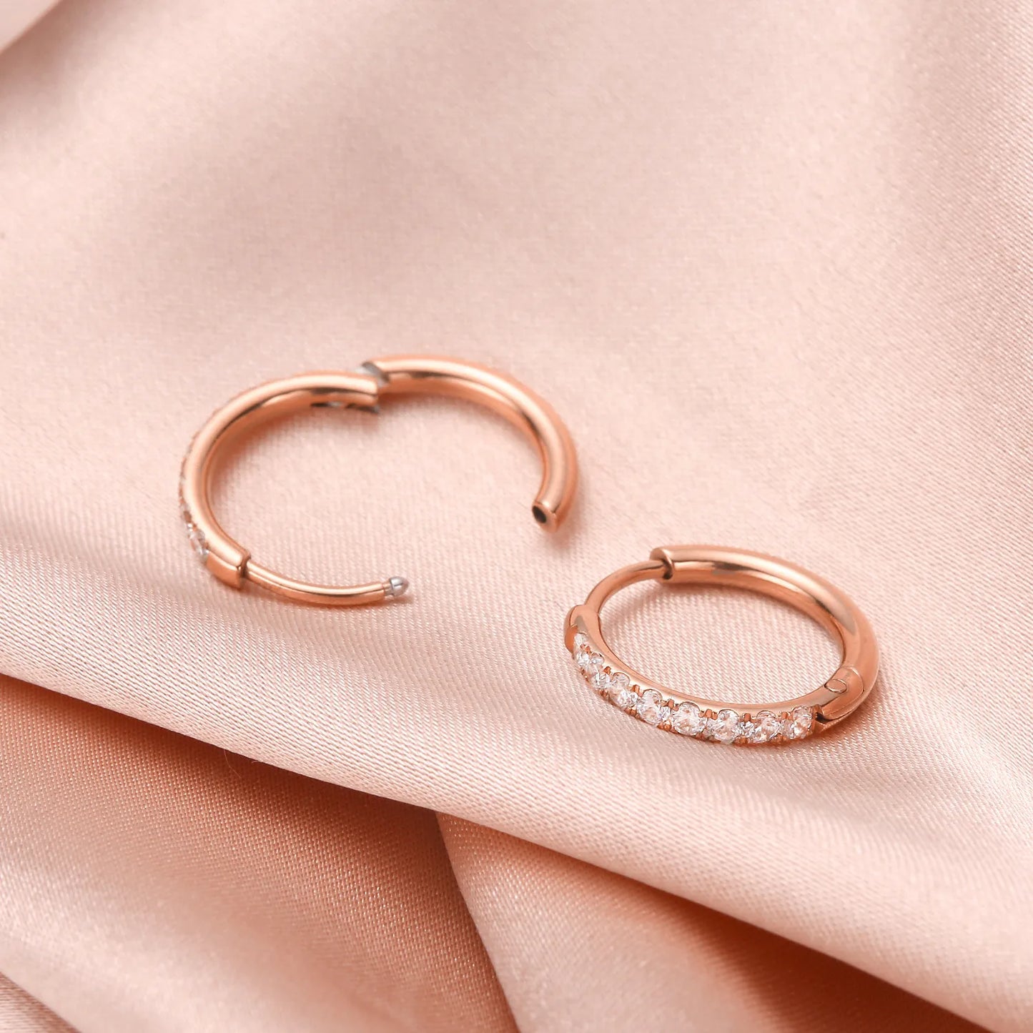 Rose Gold Glitter Stainless Steel Sleepers