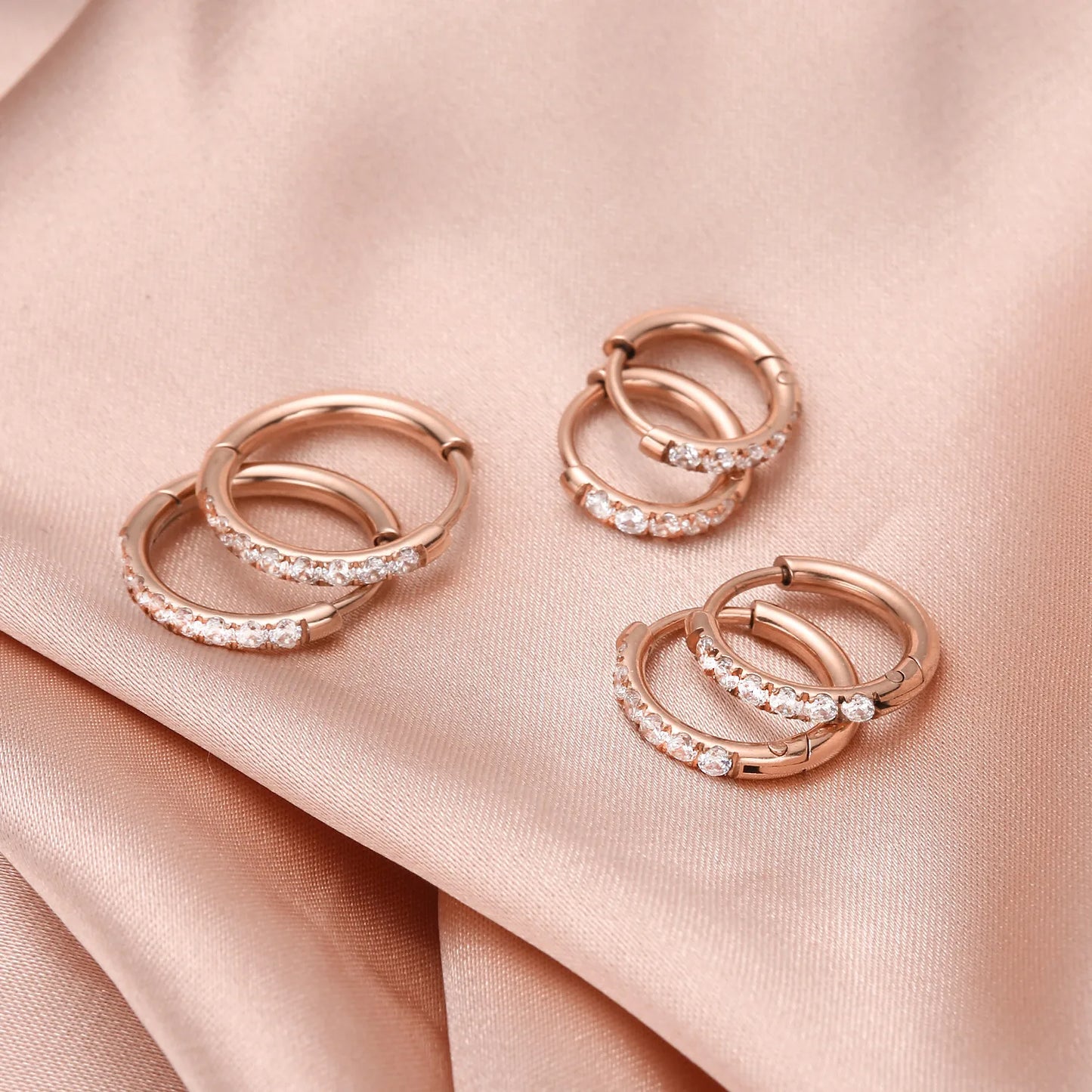 Rose Gold Glitter Stainless Steel Sleepers