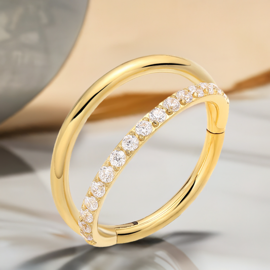10mm Double CZ | G23 Titanium Clicker Ring