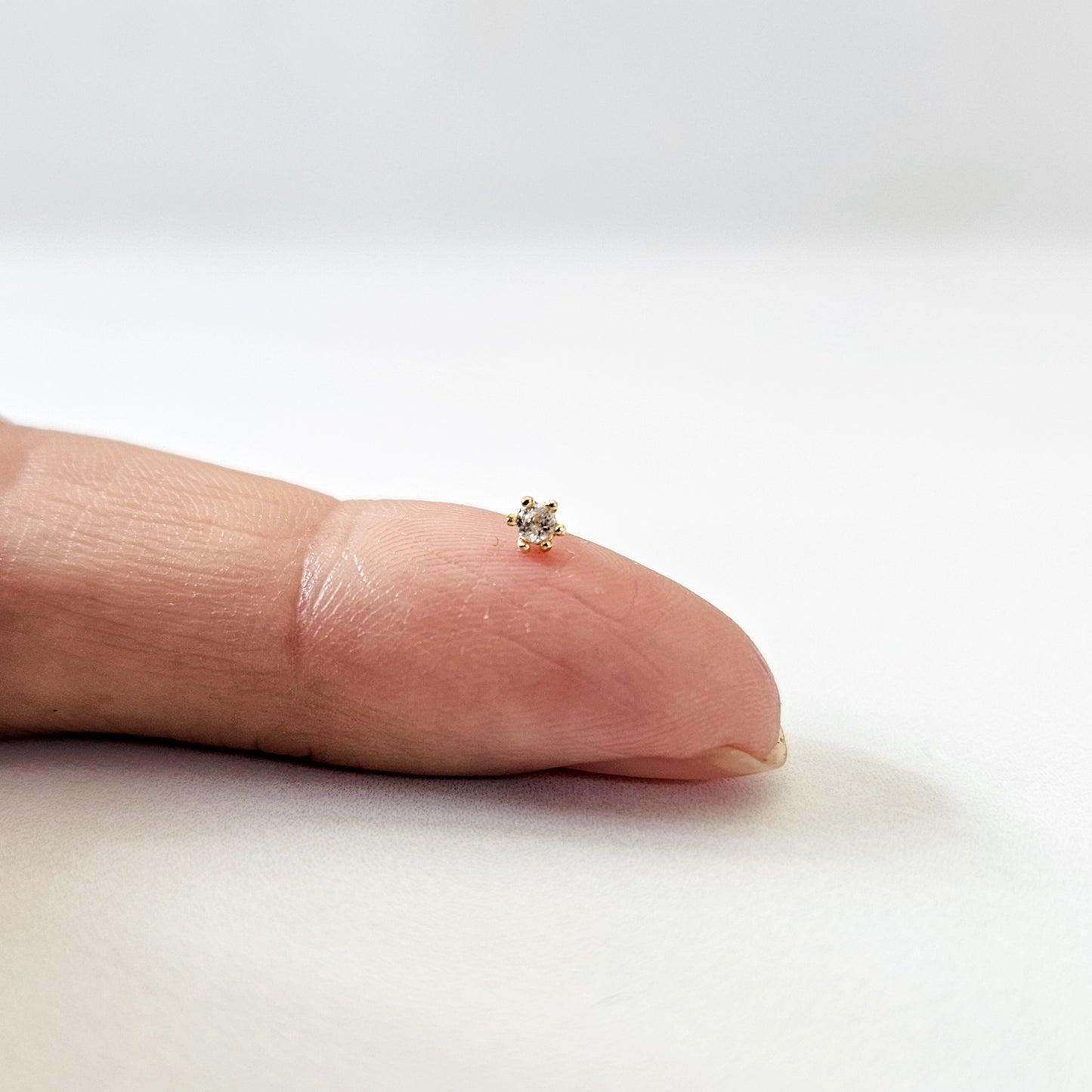 10k Solid Gold Little CZ Screw Ball Stud (1pc single)
