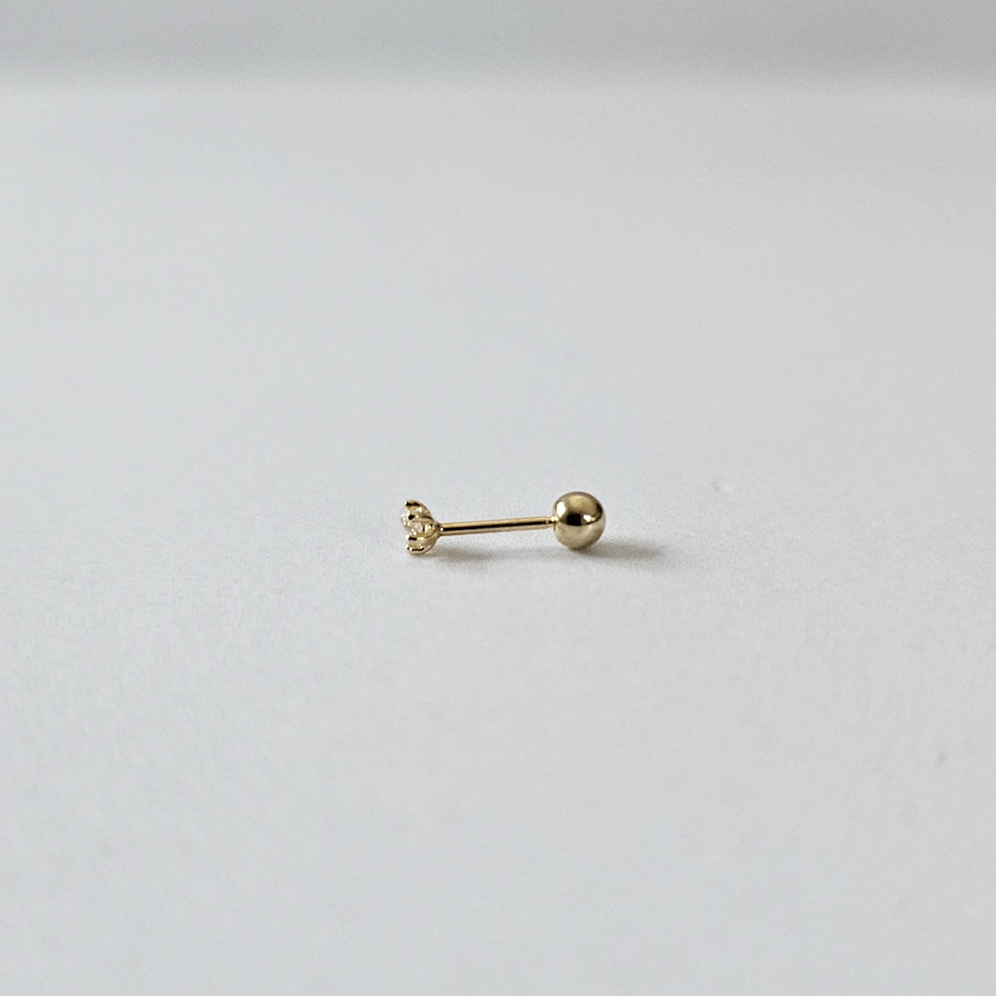 10k Solid Gold Little CZ Screw Ball Stud (1pc single)