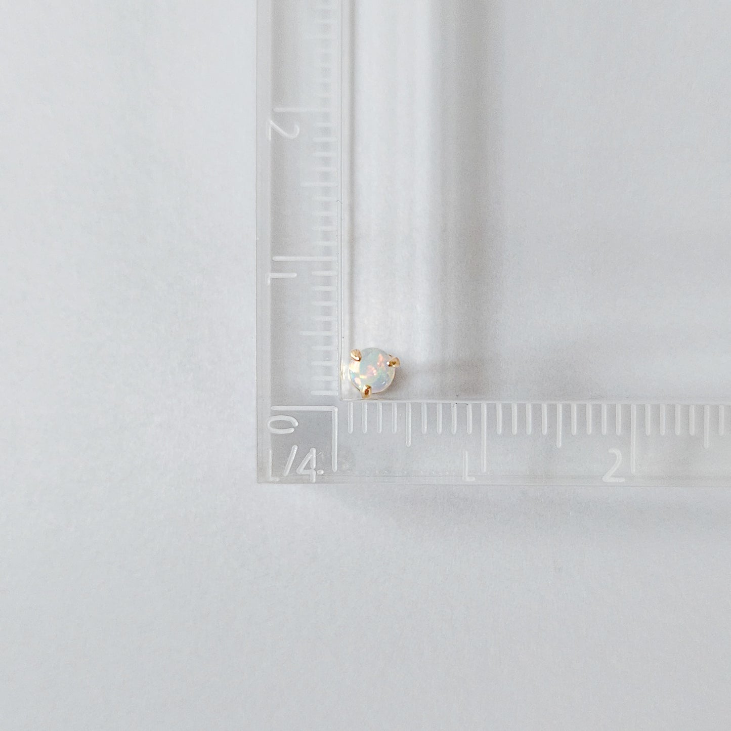 14k Solid Gold Round Opal Flatback Stud (1pc single)