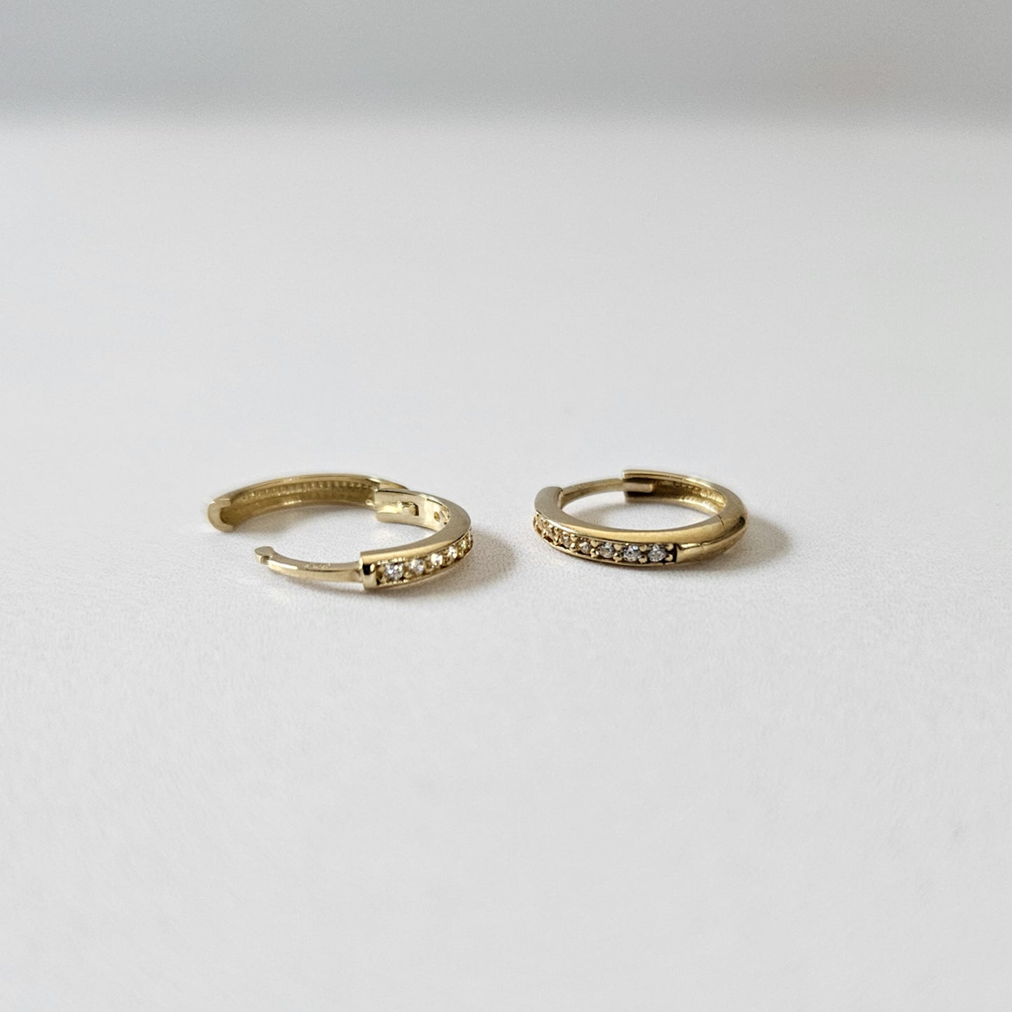 9k Solid Gold CZ Huggies