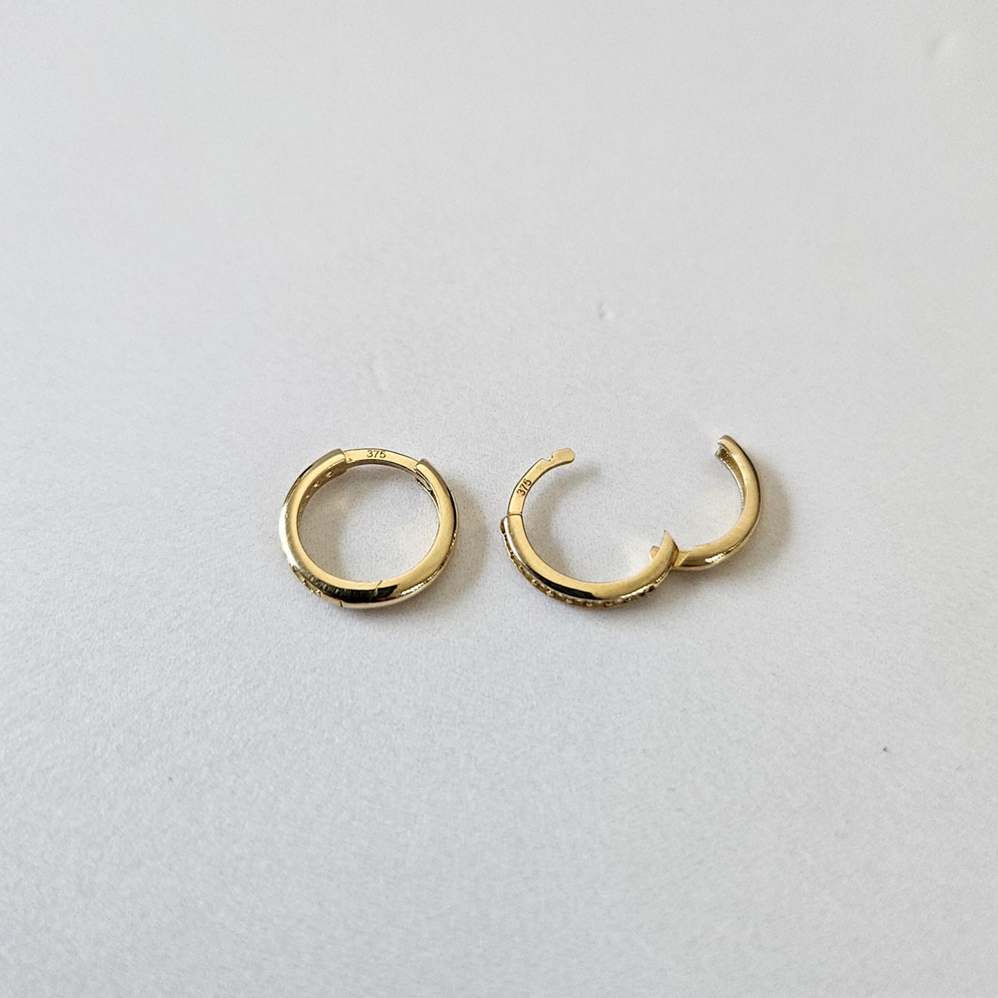 9k Solid Gold CZ Huggies