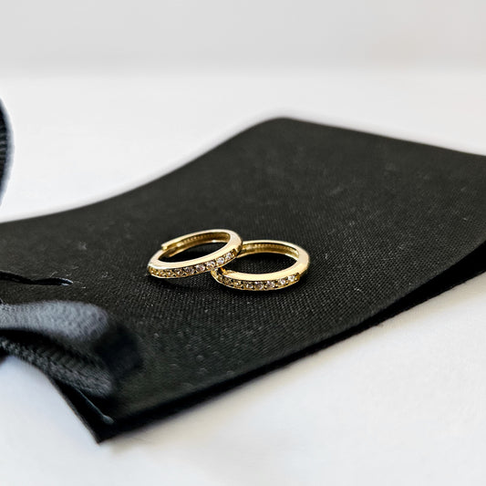 9k Solid Gold CZ Huggies