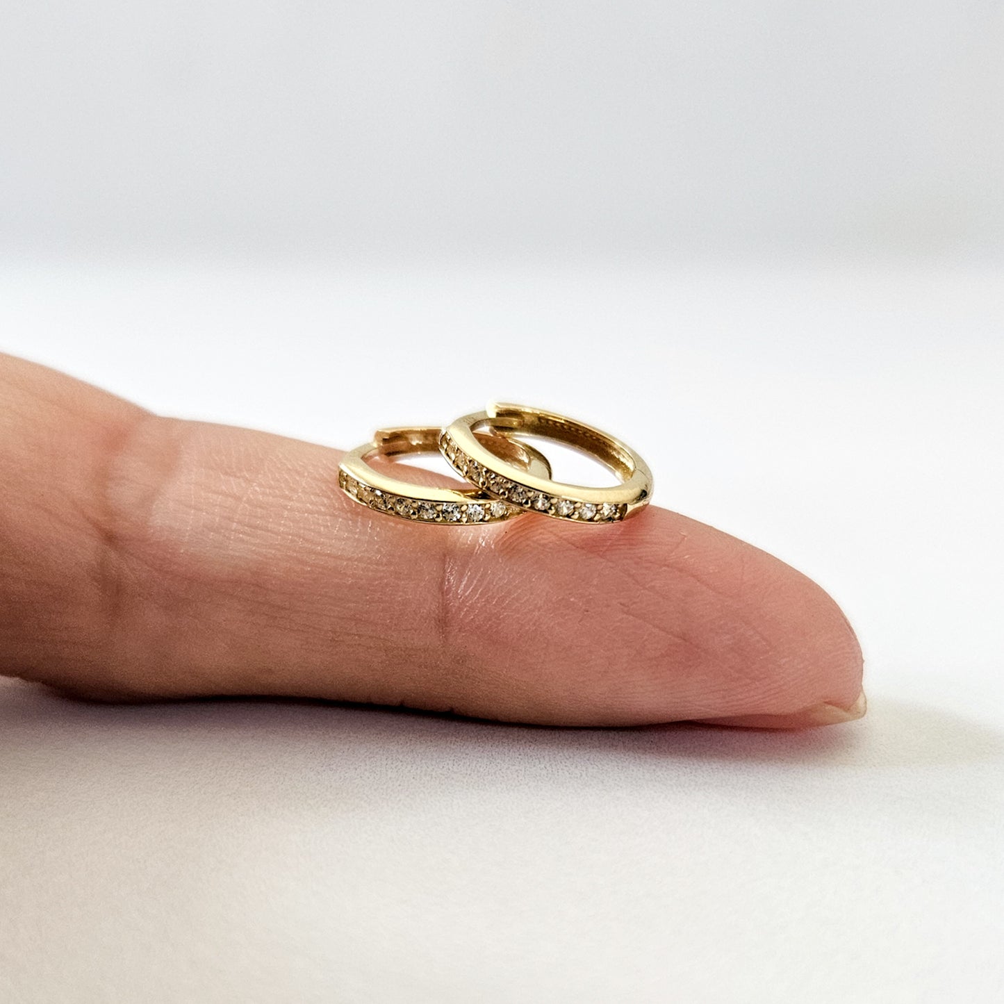 9k Solid Gold CZ Huggies
