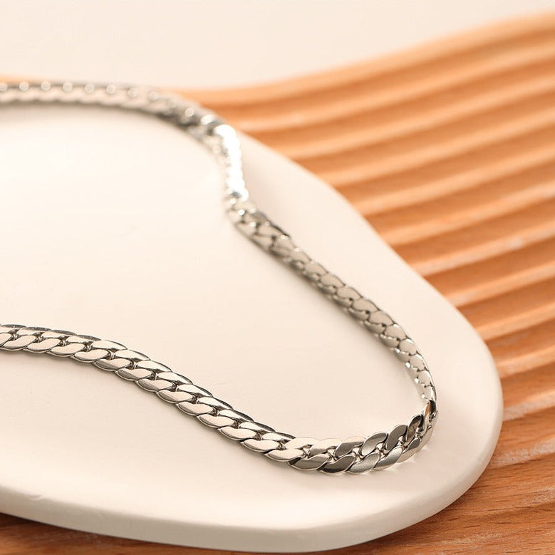 Chunky Silver Curb Necklace
