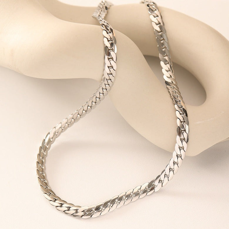 Chunky Silver Curb Necklace