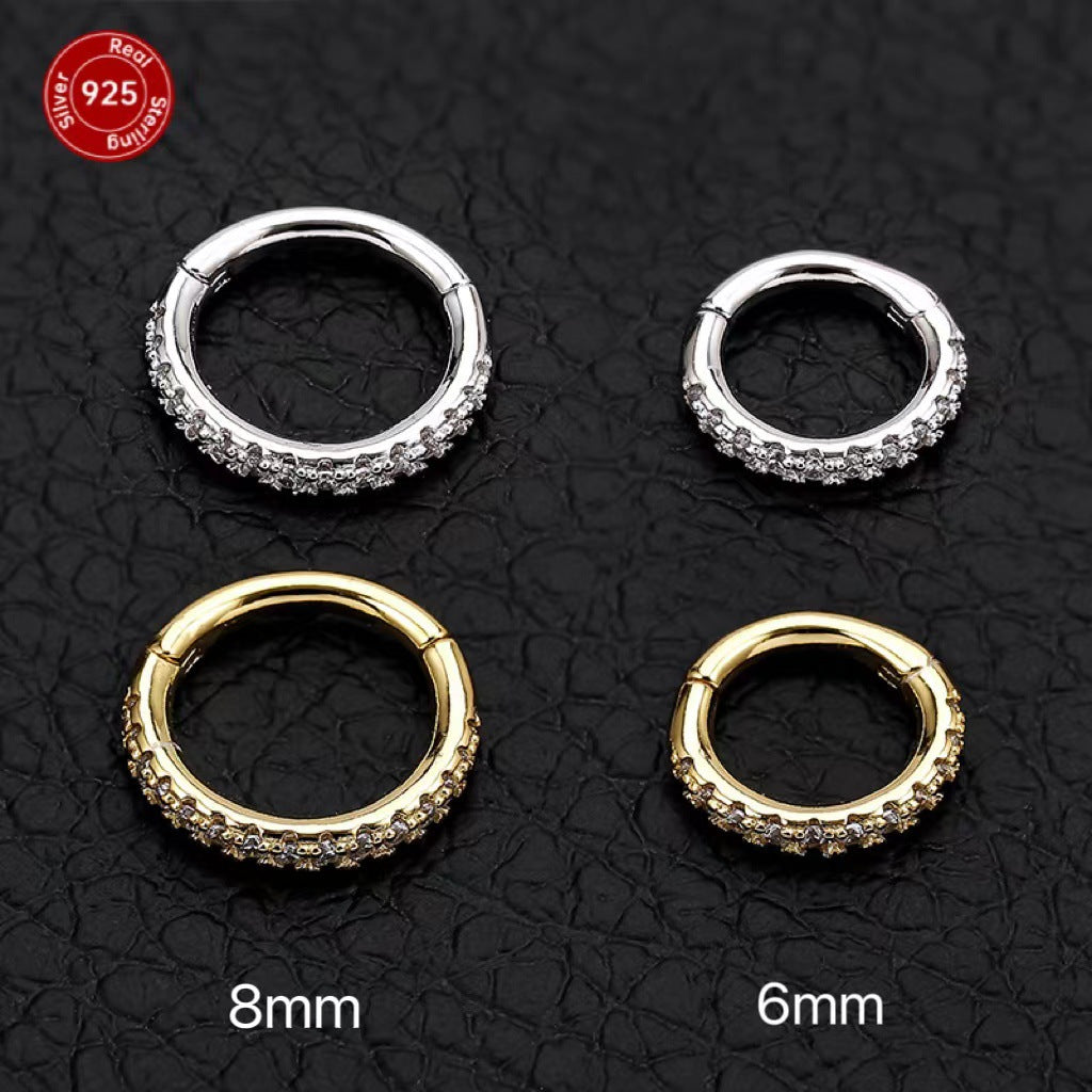 8mm CZ | Sterling Silver Seamless Clicker Ring