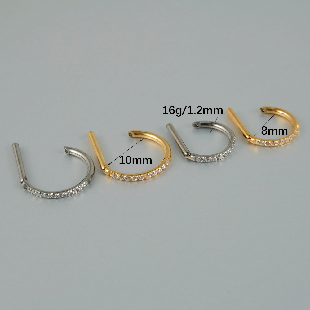 10mm CZ Straight Bar | G23 Titanium Clicker Ring