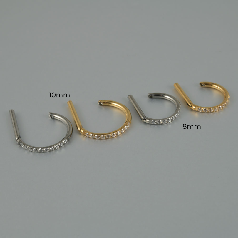 8mm CZ Straight Bar | G23 Titanium Clicker Ring